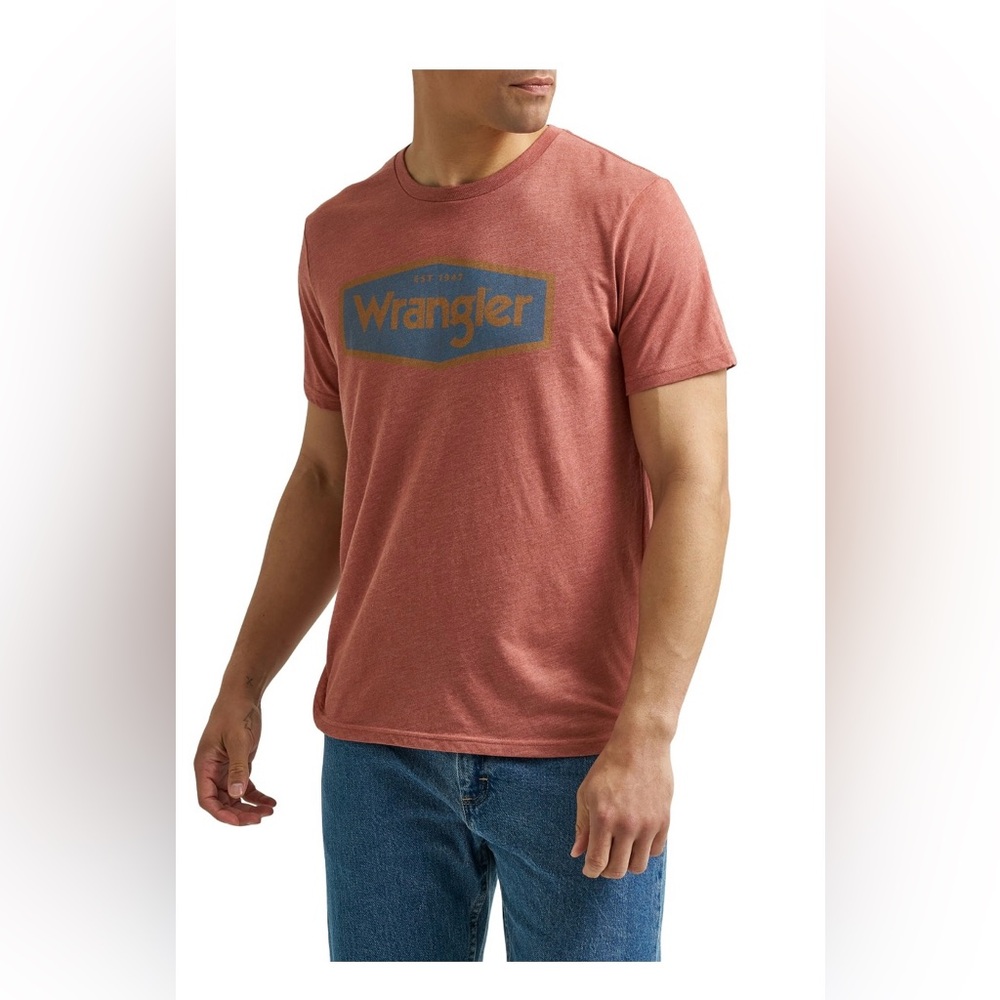 Wrangler Graphic Tee Men’s XL Copper Brown/Rust Logo‎ T-Shirt Crew Neck NWT